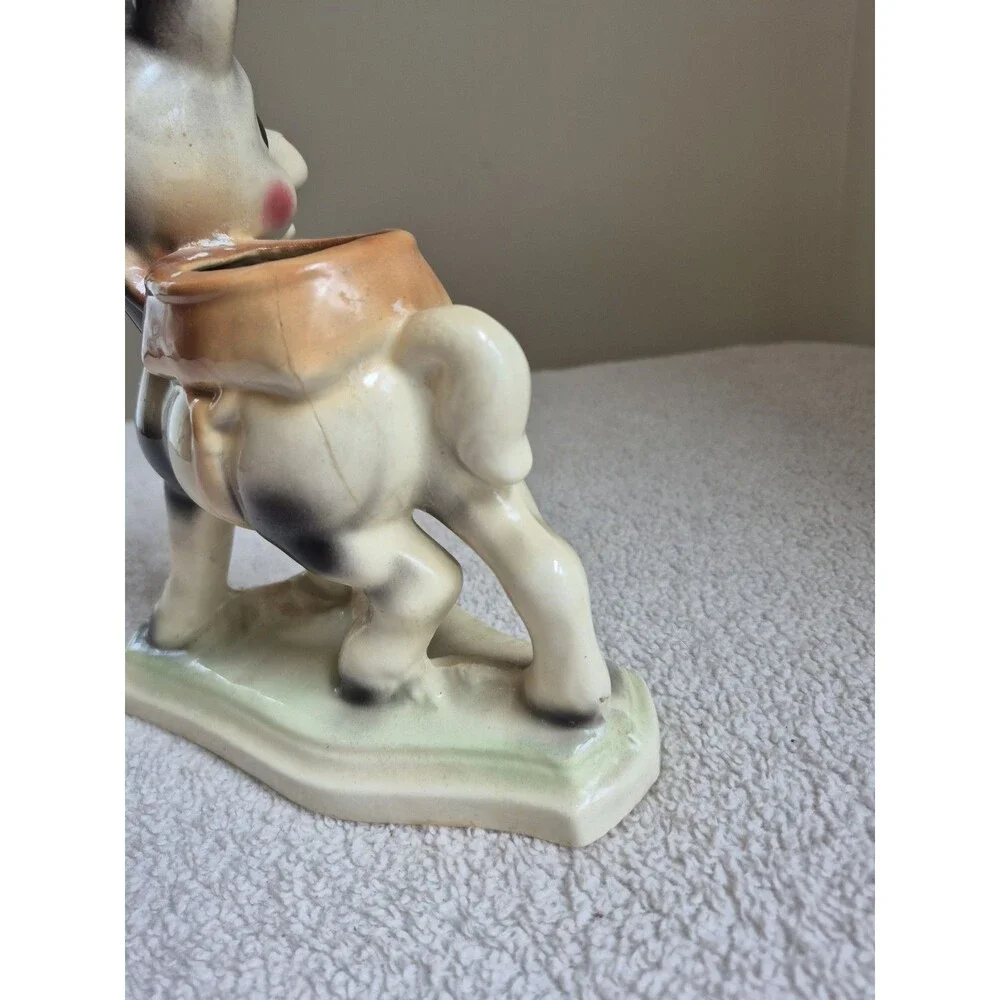 Vintage Ceramic Donkey Burro Planter Figurine MCM Kitsch Pottery Japan Style